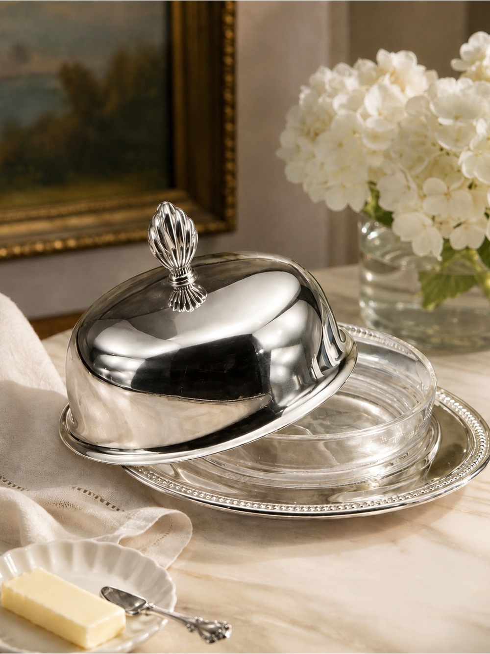 Vintage Oneida Silverplate Round Butter Dish Grandmillenial Decor Old English